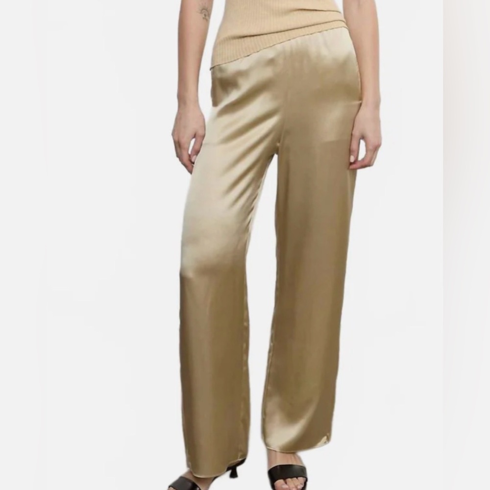 Enza Costa 100% silk pant in blonde NEW from poly